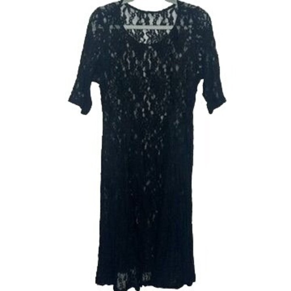 Sheer Black Lace Midi Dress Whimsigoth Fairy 90s Grunge Y2k Feminine Romantic